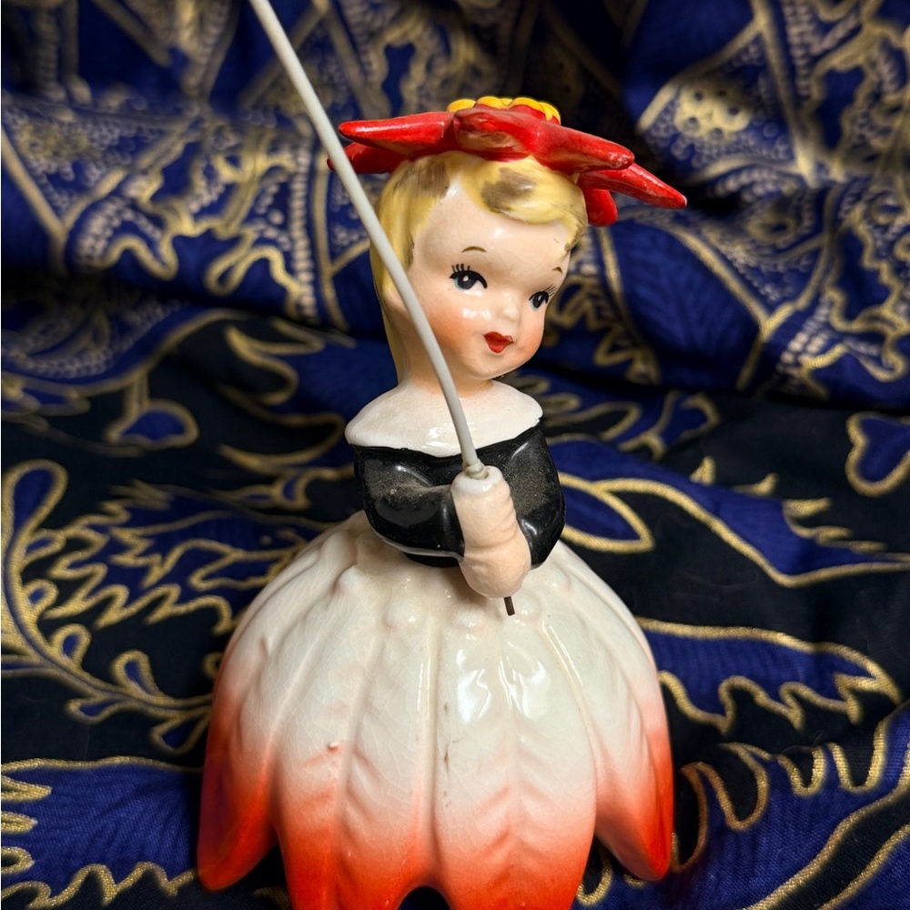 Napco Ceramic Figurine with Red and Black Accents